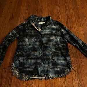 Women's Blue and Black shirt plaid vintage Havana M